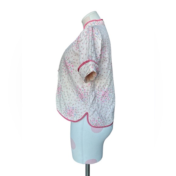 Vintage Quilted floral blouse - pink and white - XS (vintage 10) - Picture 3 of 9